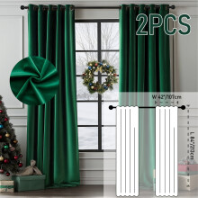 Dark Green Velvet Blackout Curtains 2 Panels Thermal