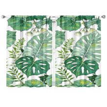 Green Tropical Leaf Blackout Curtains 2 Panels 41x63 Inch