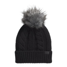 Bonnet Femme The North Face Oh Mega Fur Pom | Chapeau d'Hiver Ajusté avec Pompon Oversize en Fourrure Artificielle, Noir TNF, Taille Unique
