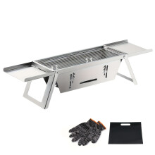 1pc geïntegreerde opvouwbare houtskoolgrill, draagbare eenvoudige montage Food grade roestvrijstalen houtskoolgrill,