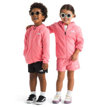 The North Face Kids' Glacier Lightweight Full Zip Hooded Jacket | Fleece Top With 3 Piece Hood, Secure-Zip Hand Pockets, Coral Crush, 4