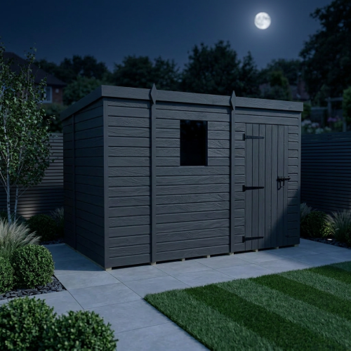 9x6 Pent Composite Shed Tanalised (Single Door, With Windows) 2