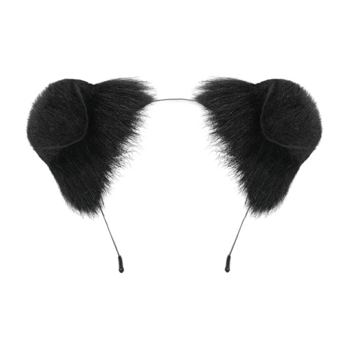 Bandeaux d'oreilles en peluche pour femmes, couvre-chef-Noir