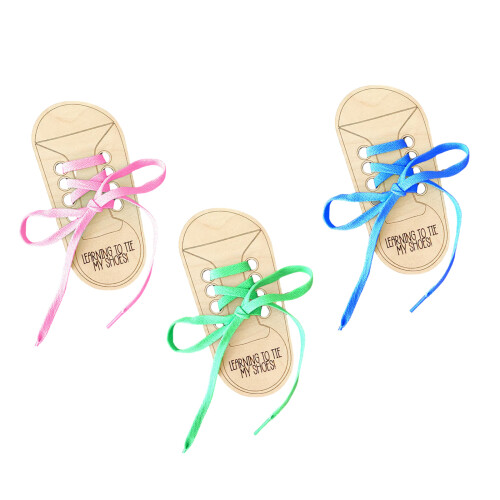 Kinderen Houten Veterschoenenplank Creatief Threading-Roze 1