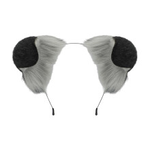 Eigentijdse hondenoren haaraccessoire puppy pluche-Zwart grijs