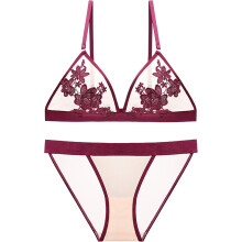 SHEKINI Verführerisches Dessous-Set mit Stickerei BH und Strings Rot S — spitzen wäsche set, rote damenunterwäsche