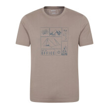 (L, Brown) Mountain Warehouse Mens Camping Sketch Organic T-Shirt
