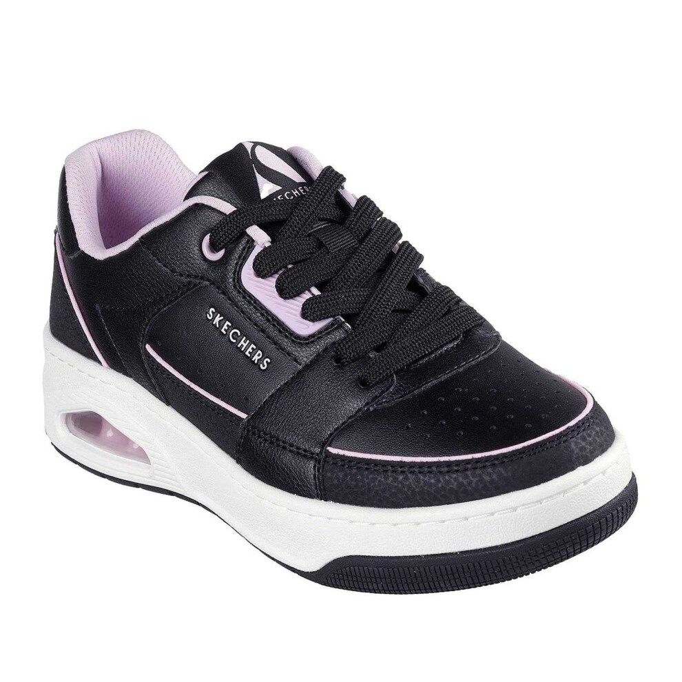 Skechers (4 Uk, Black/Lilac) Womens/Ladies Uno Court Leather Trainers