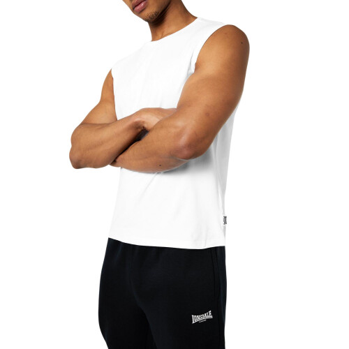 LONSDALE (M, White) Lonsdale Mens Plain Sleeveless Vest Top 2