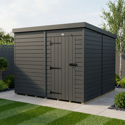 7x8 Pent Composite Shed Tanalised (Single Door, No Windows)
