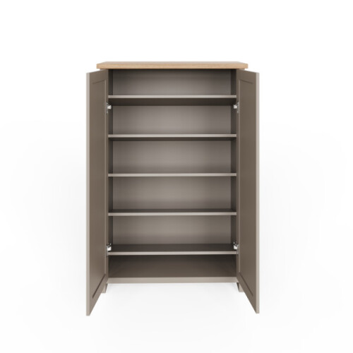 Lancaster 2 Door Shoe Cabinet Grey with Oak Top 2