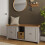 Lancaster 2 Door Shoe Bench Grey with Oak Top 2