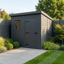 7x8 Pent Composite Shed Tanalised (Single Door, With Windows)