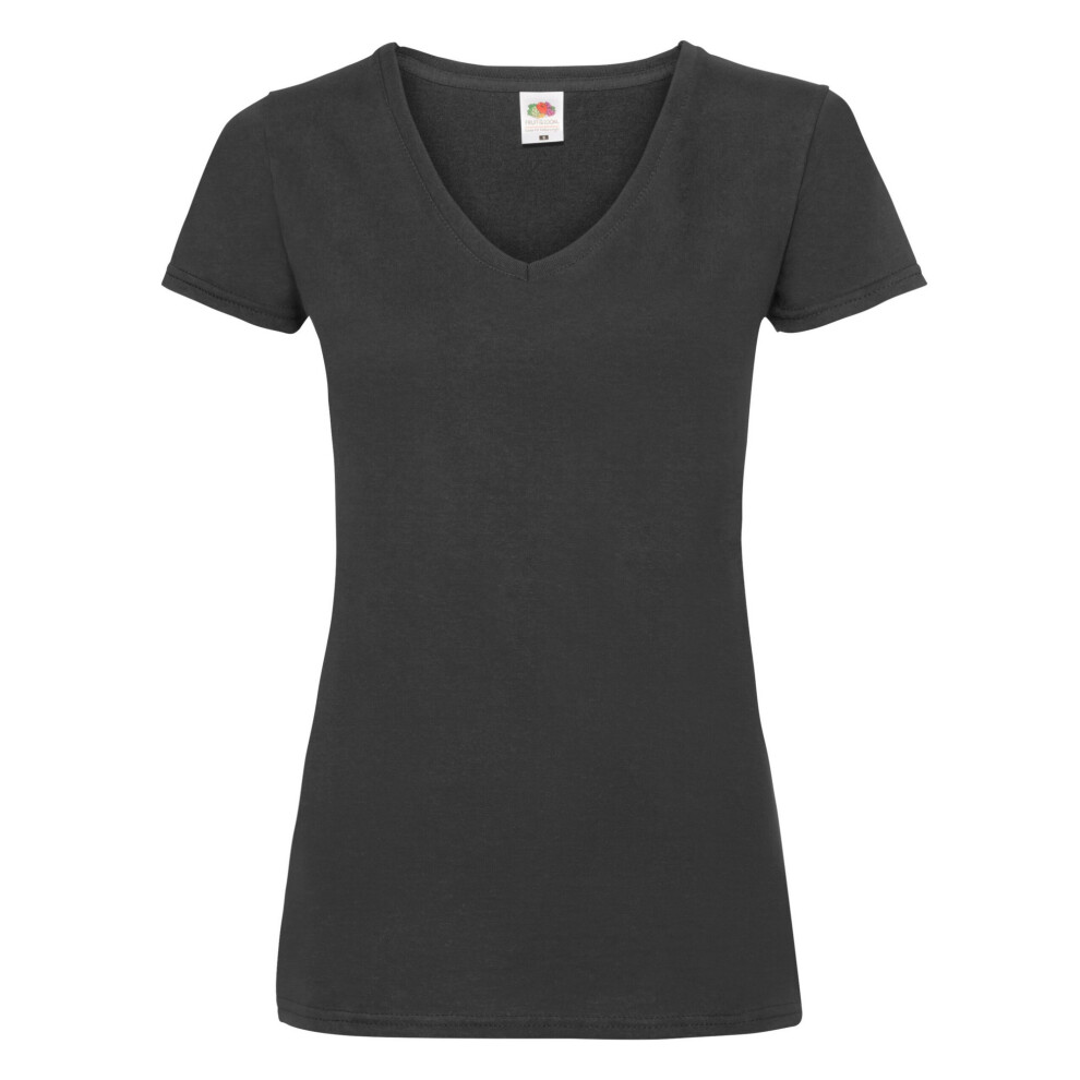 Fruit Of The Loom (L, Black) Womens/Ladies V Neck Lady Fit T-Shirt