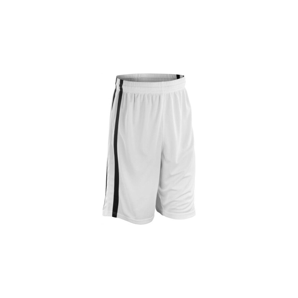Spiro (2Xl, White/Black) Mens Quick Dry Basketball Shorts