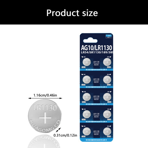 Long Lasting AG10 LR1130 Coin Batteries Compact Design Button 2