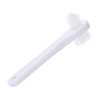Poignée ergonomique à double tête de brosse de prothèse-Blanc