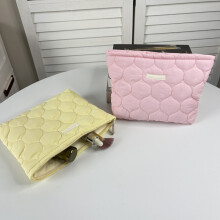 Quilted Makeup Pouch Portable Zippered Travel Organizer