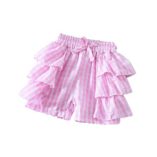 Girls Check Print Cake Skirt Shorts Red 12-18 Month