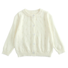 Baby Girl Cardigan Sweater White Long Sleeve Button-Up Knit