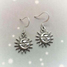 Vintage 925 Silver Moon Sun Star Earrings with Cubic