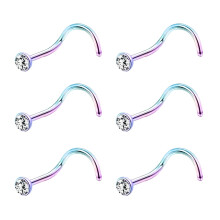 Crystal Nose Stud Piercing L-Shaped 20G