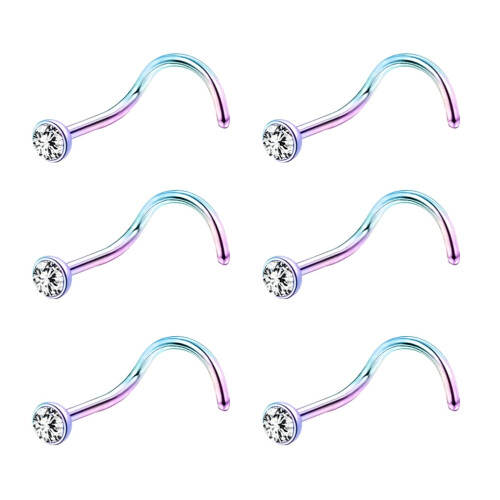 Crystal Nose Stud Piercing L-Shaped 20G