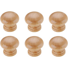 Wooden Cabinet Door Handles Round Solid Wood 6 pcs 33x30 mm