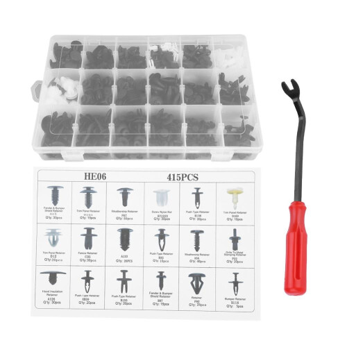WALFRONT Car Push Pin Rivet Kit 415 pcs with Screwdriver