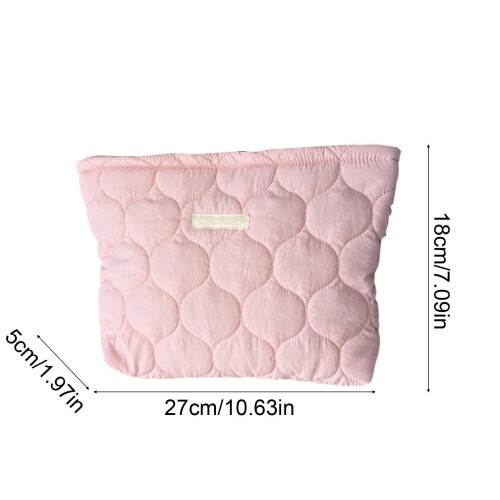 Quilted Makeup Pouch Portable Zippered Travel Organizer 2
