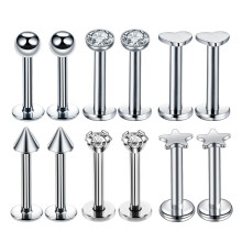 Stainless Steel Stud Earrings 12 pcs 16G