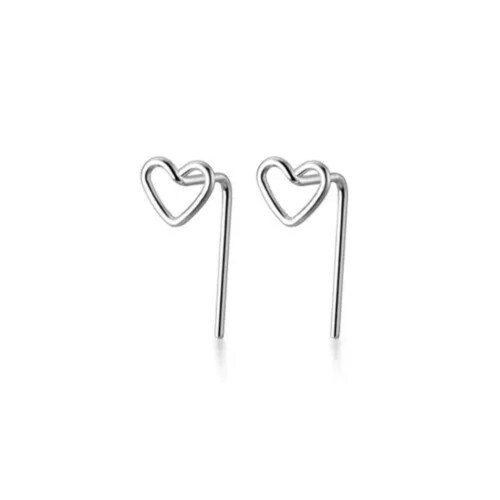 925 Sterling Silver Heart Stud Earrings Gold 1 Pair 1