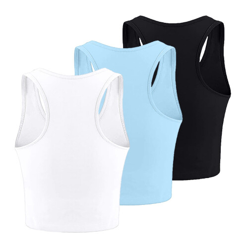 Ensemble de 3 débardeurs de compression côtelés sans coutures pour femme 2