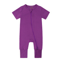 Baby Rompers Front Zipper Short Sleeve Solid Color