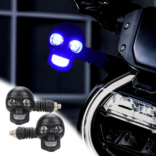 Skull Turn Signals LED 12V 2-Pack Amber/White Waterproof 1