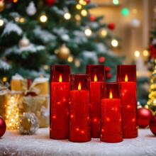 Flameless LED Candles with Timer 5-Pc Set
