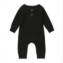 Toddler Romper Long Sleeve Ribbed Henley Jumpsuit