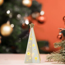 White Ceramic Tabletop Christmas Tree with Star and Dot
