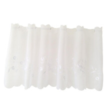 Eyelet Half Curtain Embroidered Voile Tier 60x140cm White