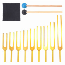 Tuning Forks Set Chakra Healing Gold 9 Pieces 174-963Hz