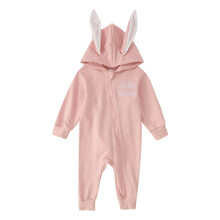 Baby Easter Jumpsuit with Bunny Ears Hood and Zipper