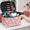 Pink Polyester Travel Makeup Organizer with Brush Holder 1pc 5