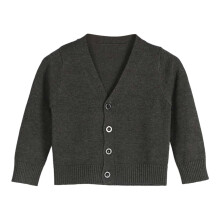 Girls Long Sleeve Cardigan Crew Neck Dark Gray 4Y