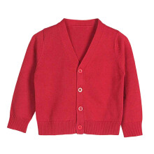 Girls Long Sleeve Button Cardigan Crew Neck Red 6Y