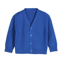 Girls Long Sleeve Button Cardigan Crew Neck Blue 5Y