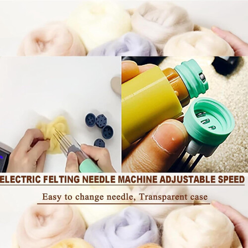 Electric Felting Needle Machine Kit Pink 1-7 Needles 1