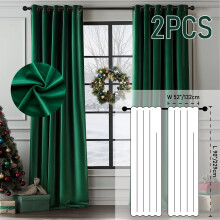 Dark Green Velvet Blackout Curtains 2 Panels