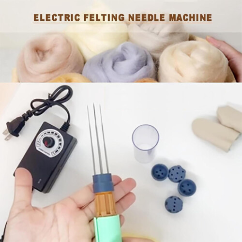 Electric Felting Needle Machine Kit Pink 1-7 Needles 2