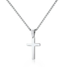 Stainless Steel Men's Pendant Necklace 24 Inch Silver