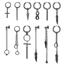Punk Cross Hoop Earrings Set 12 Pieces
